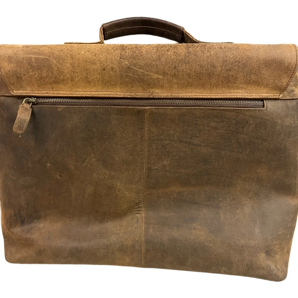 KOMALC 18 INCH LEATHER BRIEFCASE LAPTOP MESSENGER BAG